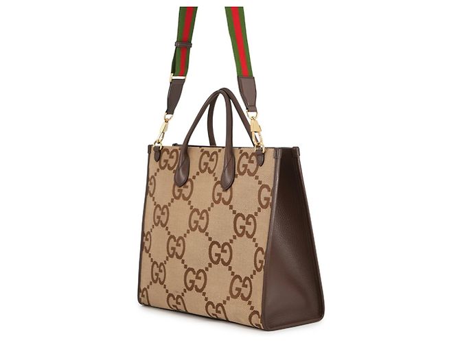 Gucci Jumbo GG Canvas Leder Tote Bag Braun Beige - Ansicht 2