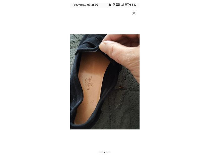 Mocassini Hermès in scamosciato nero - vista 4