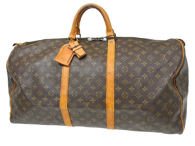 Borsa Keepall Louis Vuitton in tela Monogram 60 Marrone - vista 2