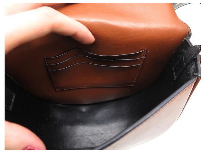 BORSA A MANO LOEWE HEEL DUO A894A01X02 IN PELLE MARRONE & NERO TRACULLA - vista 10