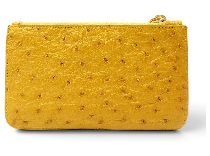 NEUER PRADA KARTENHALTER 1M1154 AUS STRAUSSENLEDER SONNENGELB - Ansicht 2