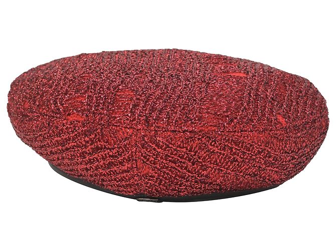 Eugenia Kim Solid Beret aus rotem Tweed Bordeaux - Ansicht 3