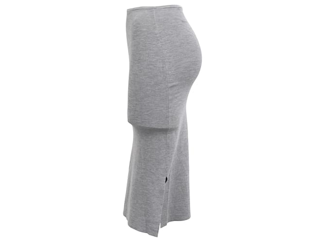 Falda midi Joseph en algodón gris - vista 2