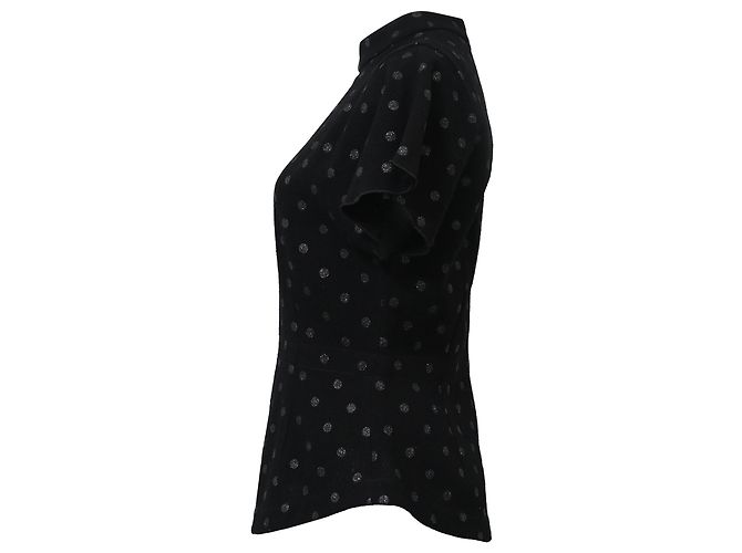 Top aderente a maniche corte con collo chiuso a pois Marc Jacobs in viscosa nera Nero - vista 2