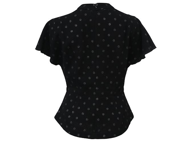 Top aderente a maniche corte con collo chiuso a pois Marc Jacobs in viscosa nera Nero - vista 3