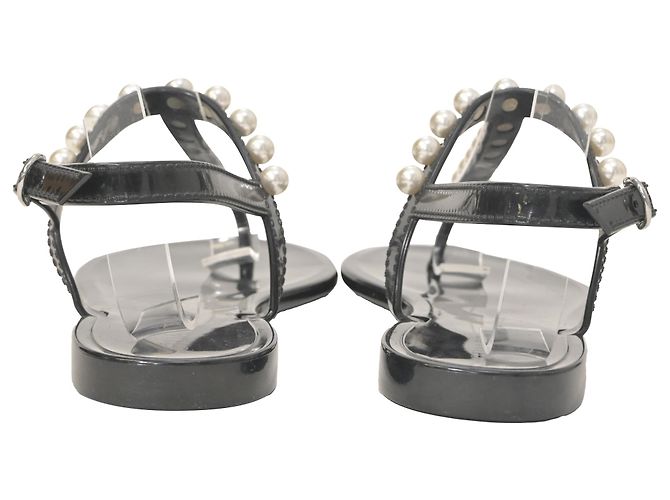 Sandali Jelly Stuart Weitzman Goldie decorati con perle finte in gomma nera Nero - vista 3