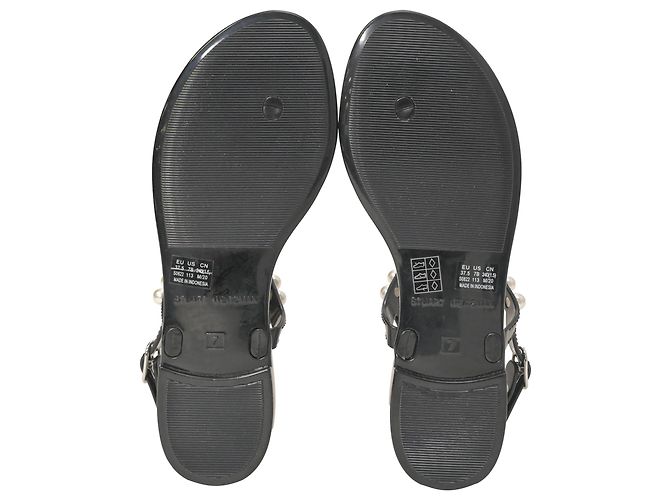 Sandali Jelly Stuart Weitzman Goldie decorati con perle finte in gomma nera Nero - vista 6