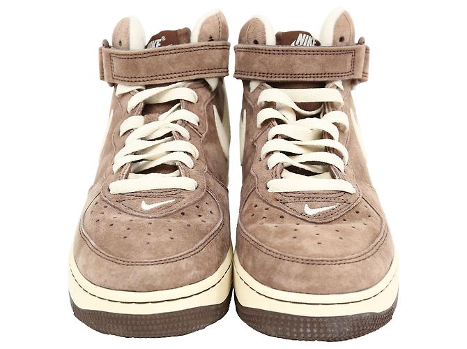 Nike Air Force 1 Mid Chocolate Sneakers in Brown Suede Red - view 2