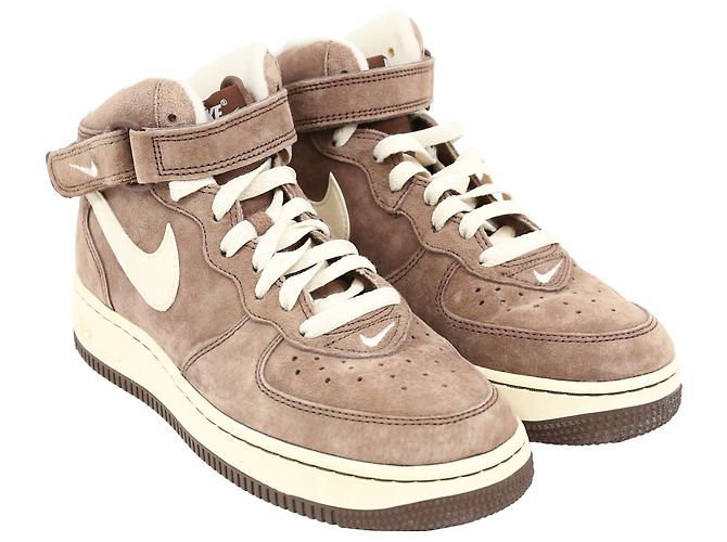 Nike Air Force 1 Mid Chocolate Sneakers in Brown Suede Red - view 4