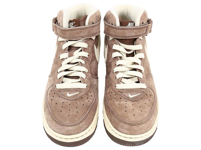 Nike Air Force 1 Mid Chocolate Sneakers in Brown Suede Red - view 5