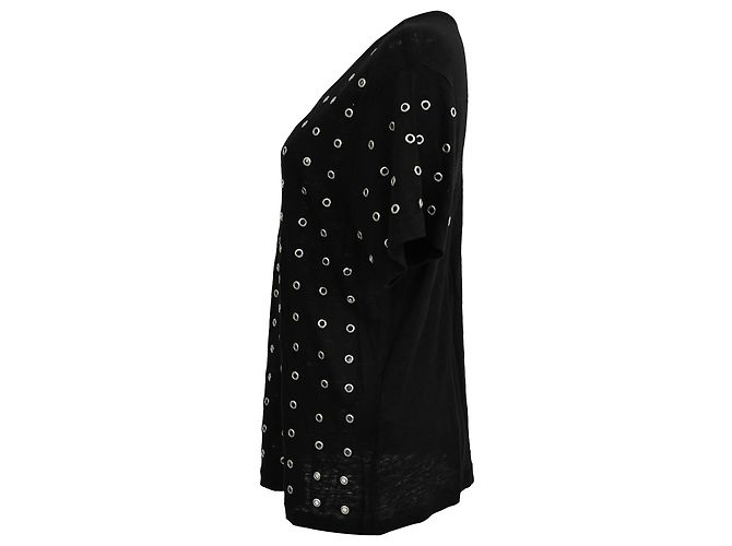 T-shirt con occhielli Maje in cotone nero - vista 2