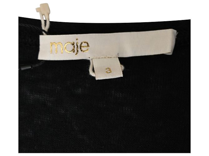 T-shirt con occhielli Maje in cotone nero - vista 4