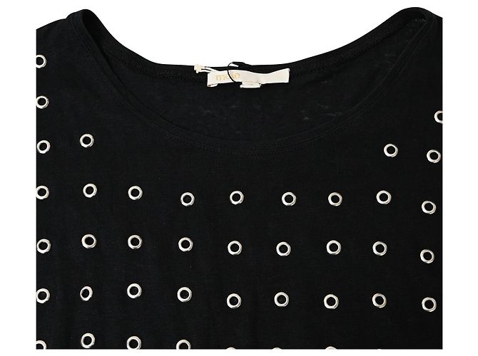 T-shirt con occhielli Maje in cotone nero - vista 5