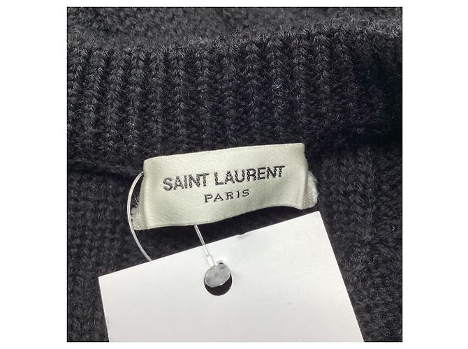 Saint Laurent Floral Cable Knit Pullover aus schwarzer Wolle - Ansicht 5