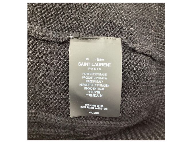 Saint Laurent Floral Cable Knit Pullover aus schwarzer Wolle - Ansicht 6