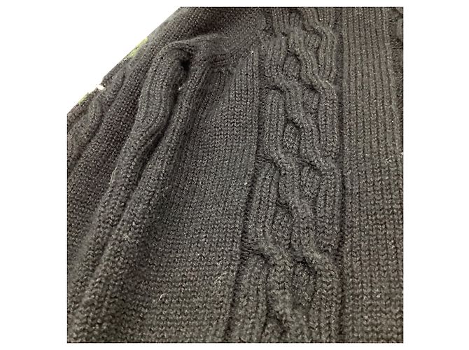 Saint Laurent Floral Cable Knit Pullover aus schwarzer Wolle - Ansicht 8