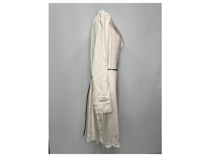 Vestido con cinturón Bottega Veneta en seda blanco roto Crudo - vista 10