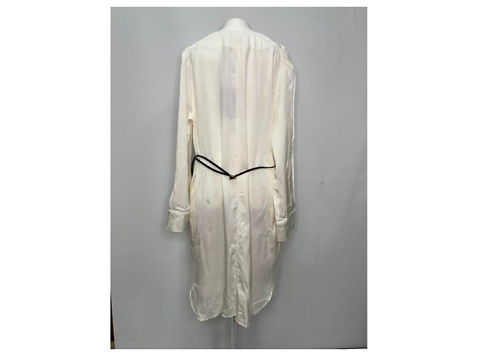 Vestido con cinturón Bottega Veneta en seda blanco roto Crudo - vista 11