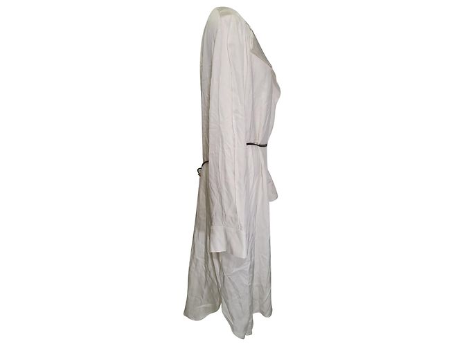 Vestido con cinturón Bottega Veneta en seda blanco roto Crudo - vista 2
