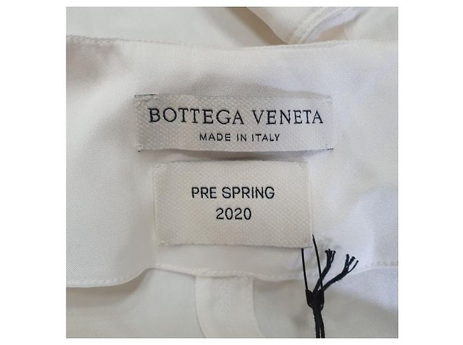 Vestido con cinturón Bottega Veneta en seda blanco roto Crudo - vista 4