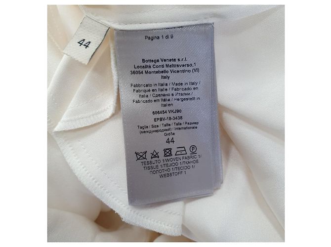 Vestido con cinturón Bottega Veneta en seda blanco roto Crudo - vista 7