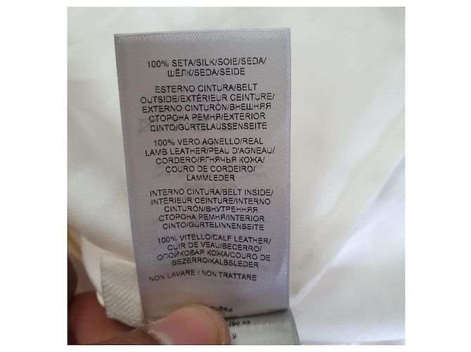 Vestido con cinturón Bottega Veneta en seda blanco roto Crudo - vista 8