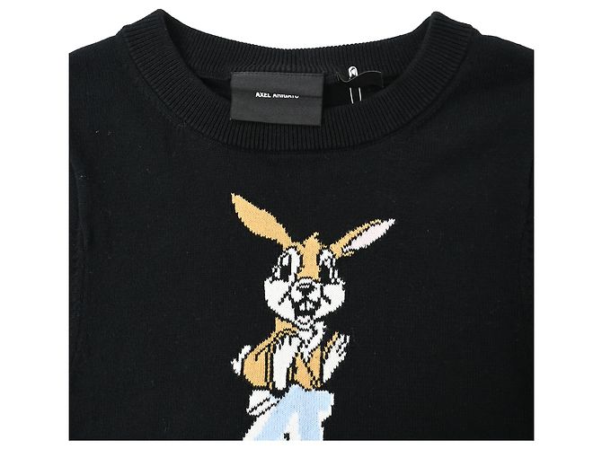 Axel Arigato Strick-Hasen-Print T-Shirt aus schwarzer Baumwolle - Ansicht 4