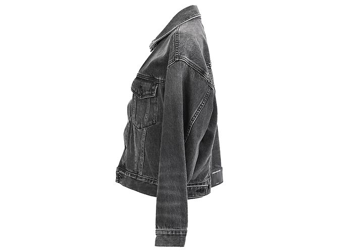 Giacca di jeans Alexander Wang con patch logo in cotone grigio - vista 2