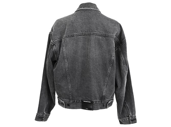 Giacca di jeans Alexander Wang con patch logo in cotone grigio - vista 3