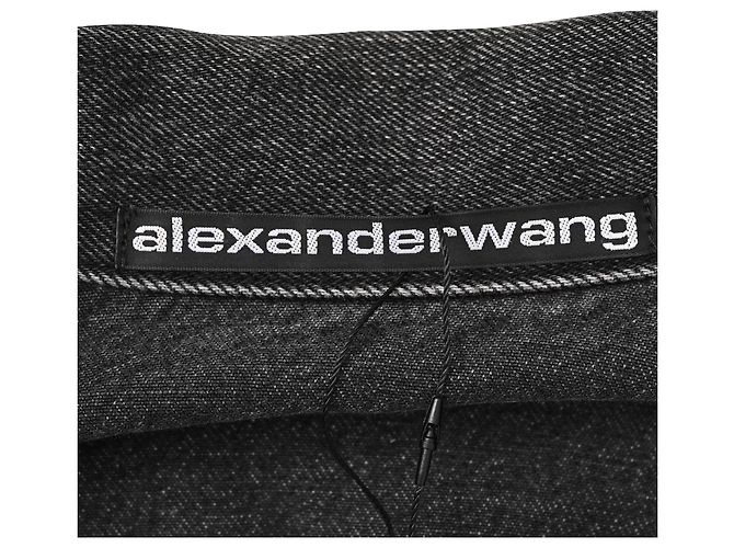 Giacca di jeans Alexander Wang con patch logo in cotone grigio - vista 4