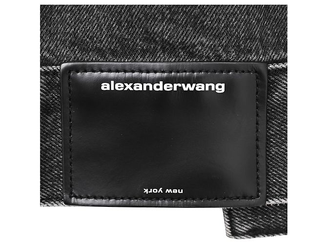 Giacca di jeans Alexander Wang con patch logo in cotone grigio - vista 7
