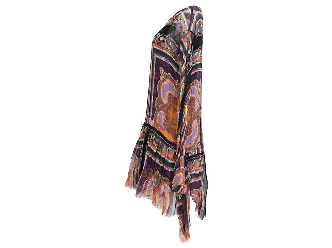 Vestido transparente estampado Dries Van Noten em seda multicolorida Multicor - vista 2