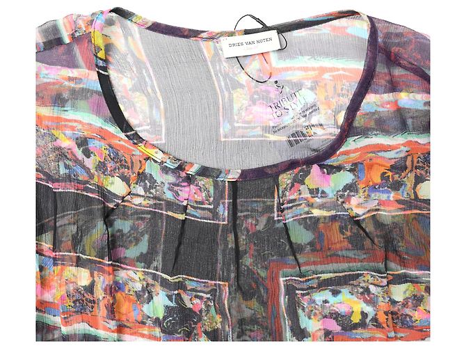 Vestido transparente estampado Dries Van Noten em seda multicolorida Multicor - vista 4