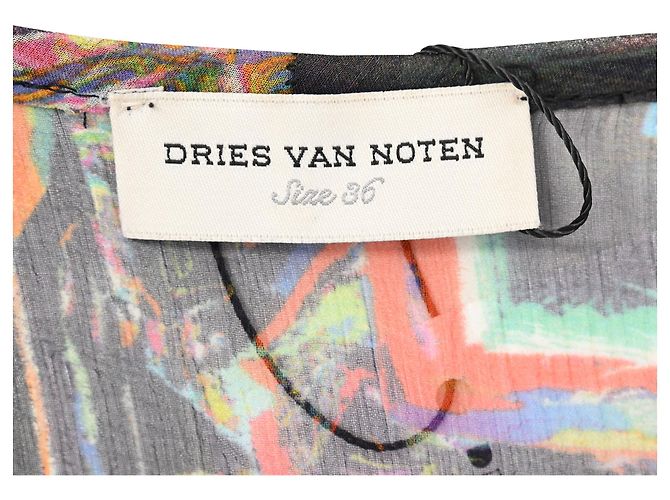 Vestido transparente estampado Dries Van Noten em seda multicolorida Multicor - vista 5