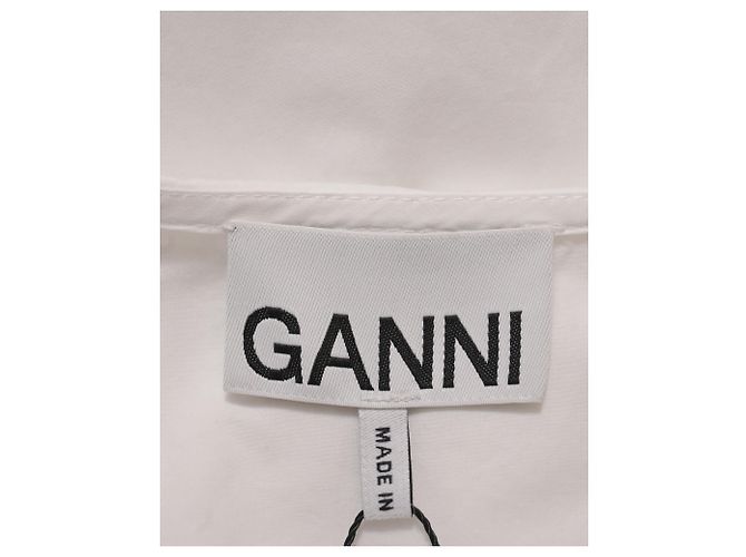 Top Ganni Maxi Ruffled Collar en algodón blanco - vista 4
