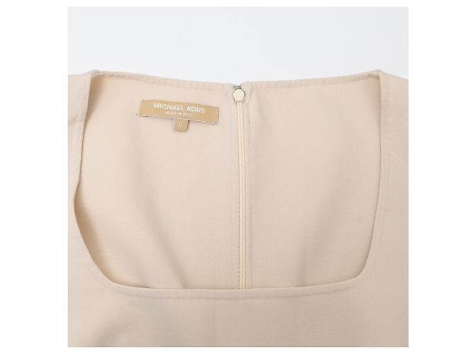 Abito midi con scollo quadrato Michael Kors in lana ecru Bianco Crudo - vista 5