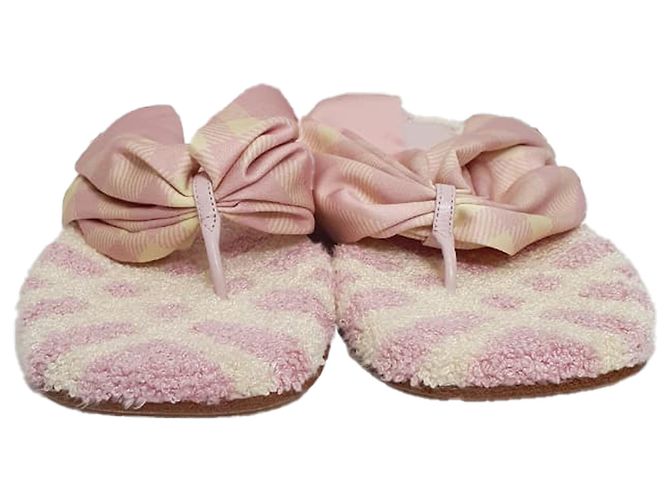 Burberry Check bedruckte Sandalen mit offener Zehenpartie aus rosa Baumwolle Braun Pink - Ansicht 2