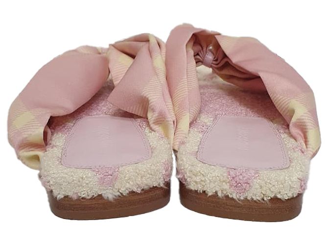 Burberry Check bedruckte Sandalen mit offener Zehenpartie aus rosa Baumwolle Braun Pink - Ansicht 3