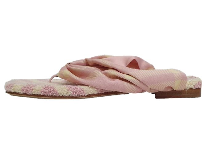 Burberry Check bedruckte Sandalen mit offener Zehenpartie aus rosa Baumwolle Braun Pink - Ansicht 4