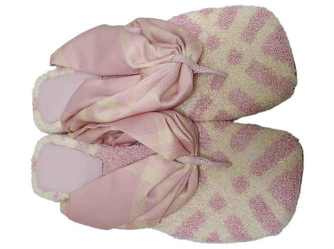 Burberry Check bedruckte Sandalen mit offener Zehenpartie aus rosa Baumwolle Braun Pink - Ansicht 5