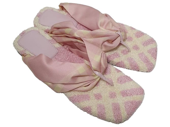 Burberry Check bedruckte Sandalen mit offener Zehenpartie aus rosa Baumwolle Braun Pink - Ansicht 6