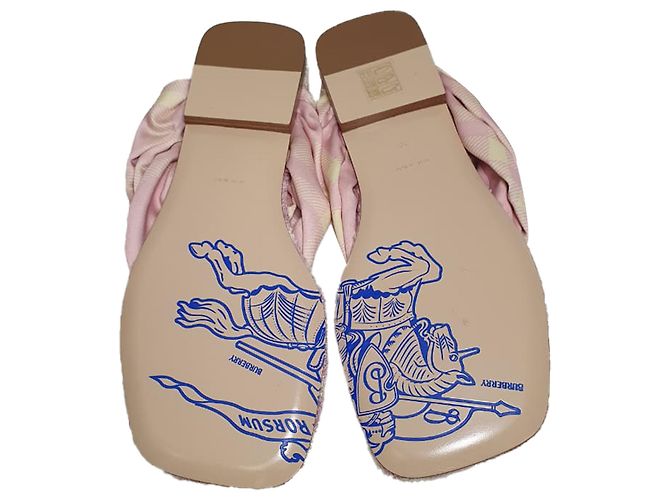 Burberry Check bedruckte Sandalen mit offener Zehenpartie aus rosa Baumwolle Braun Pink - Ansicht 7