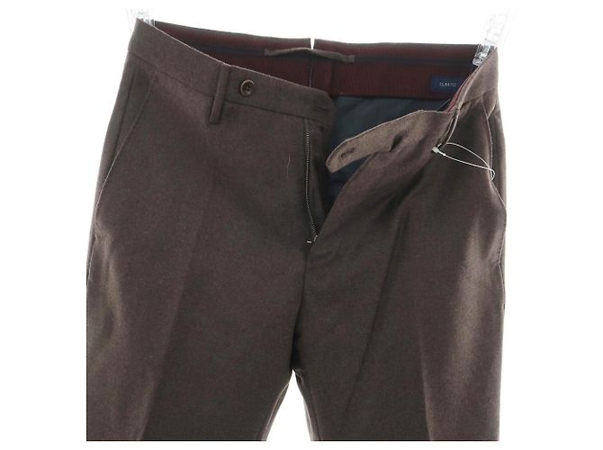 Autre Marque Pantalones de lana Super 100's Incotex Castaño Marrón oscuro - vista 3