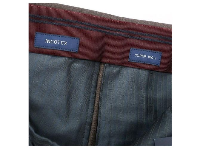 Autre Marque Pantalones de lana Super 100's Incotex Castaño Marrón oscuro - vista 8