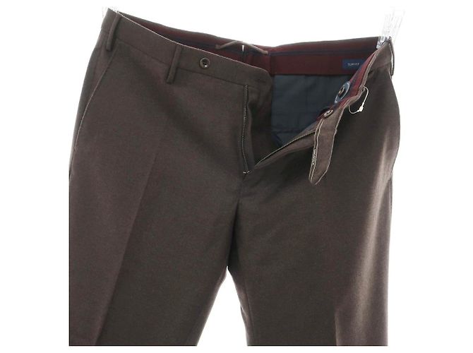 Autre Marque Pantalones de lana Super 100's Incotex Bronce Marrón oscuro - vista 3