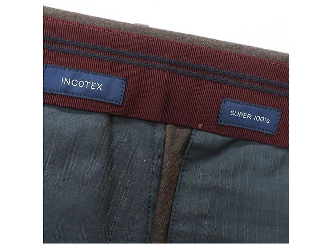 Autre Marque Pantalones de lana Super 100's Incotex Bronce Marrón oscuro - vista 8