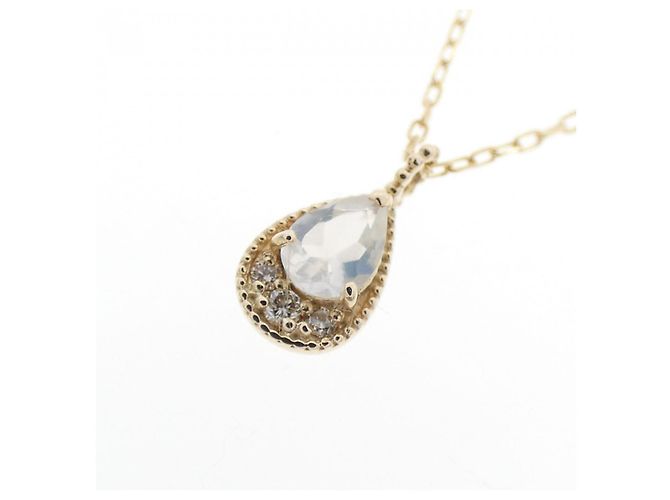 Autre Marque Collana con diamante e pietra di luna K10YG D'oro - vista 3