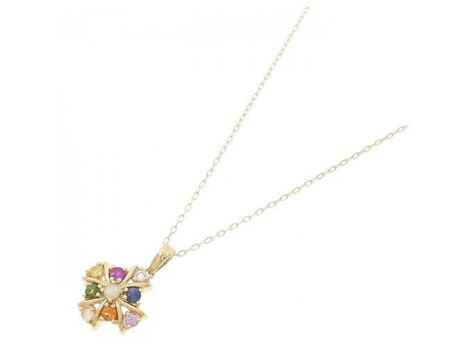 Autre Marque Colar de Ouro Au750 com Pedras Coloridas Dourado - vista 2
