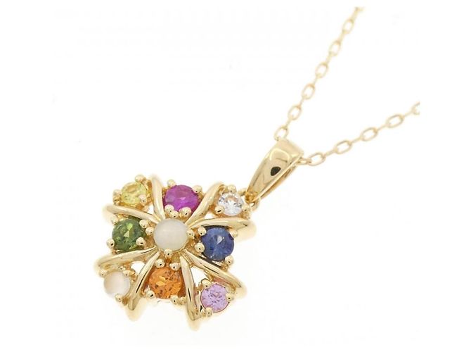 Autre Marque Colar de Ouro Au750 com Pedras Coloridas Dourado - vista 3