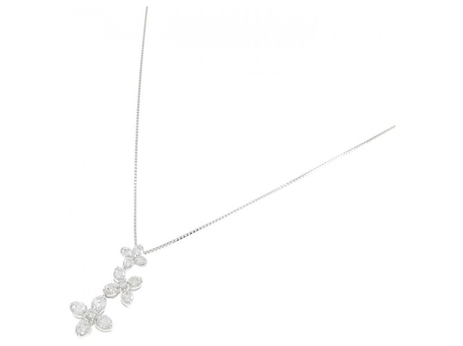 Autre Marque Collana a Fiore in Diamanti in Oro Bianco Au750 Argento - vista 2